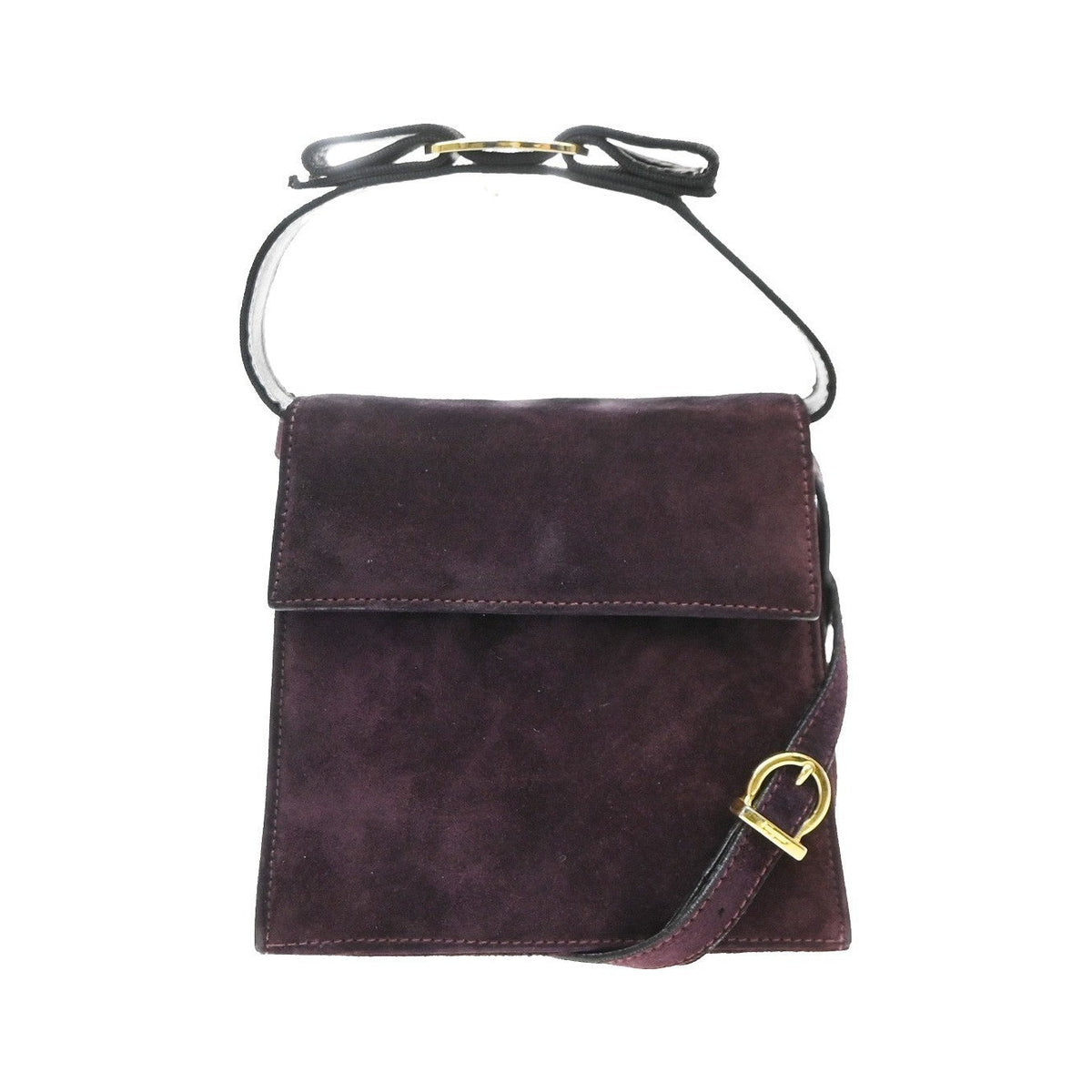 Salvatore Ferragamo Vintage Vara Bow Handle Shoulder Suede, Purple, Suede, Handbag