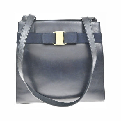 Salvatore Ferragamo Vintage Vara Bow Lizard Embossed Leather, Navy, Leather, Tote Bag