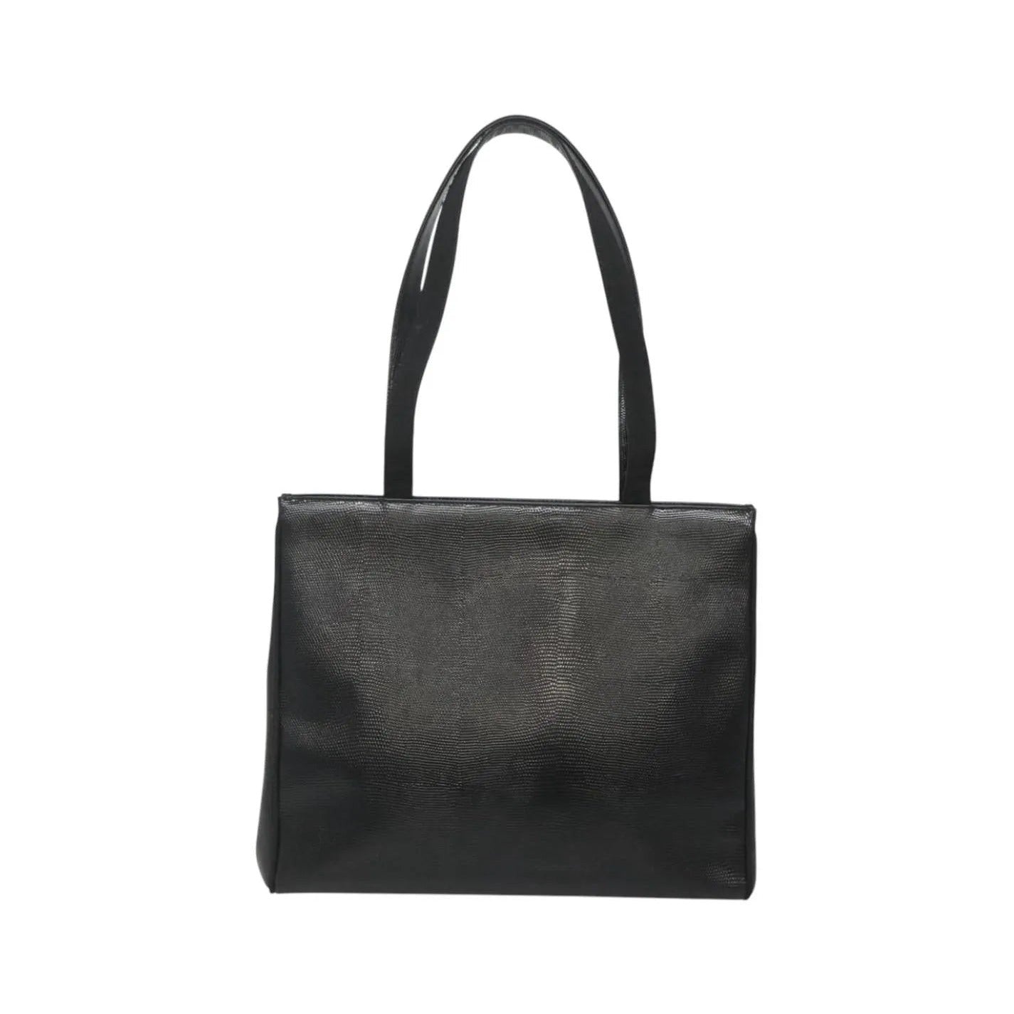 Salvatore Ferragamo Vintage Vara Bow Tote Lizard Embossed Leather, Black, Leather, Tote Bag