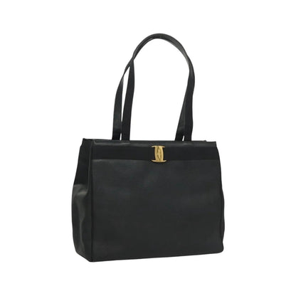 Salvatore Ferragamo Vintage Vara Bow Tote Lizard Embossed Leather, Navy, Leather, Tote Bag