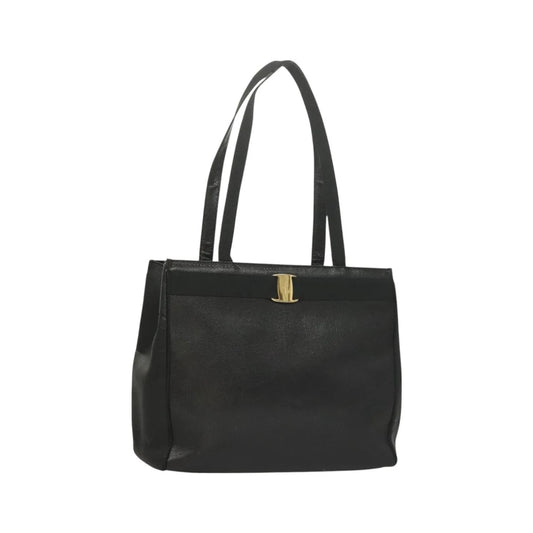 Salvatore Ferragamo Vintage Vara Bow Tote Lizard Embossed Leather, Black, Leather, Tote Bag