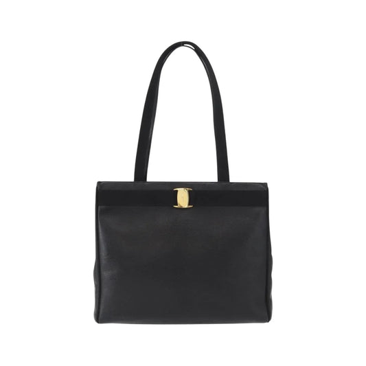 Salvatore Ferragamo Vintage Vara Bow Tote Lizard Embossed Leather, Black, Leather, Tote Bag