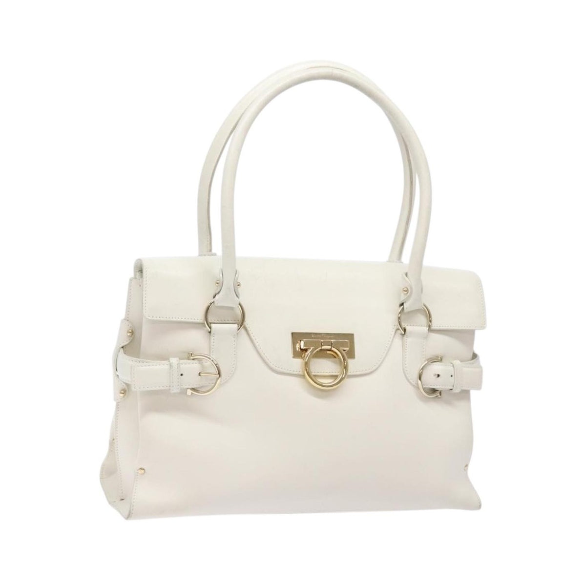 Salvatore Ferragamo Virna Satchel Leather, White, Leather, Handbag