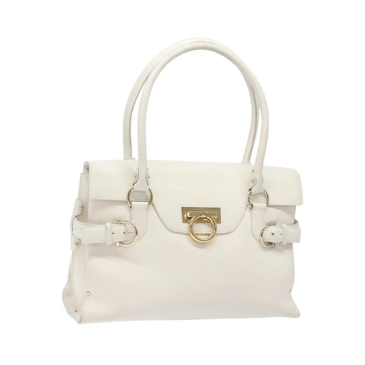 Salvatore Ferragamo Virna Satchel Leather, White, Leather, Handbag