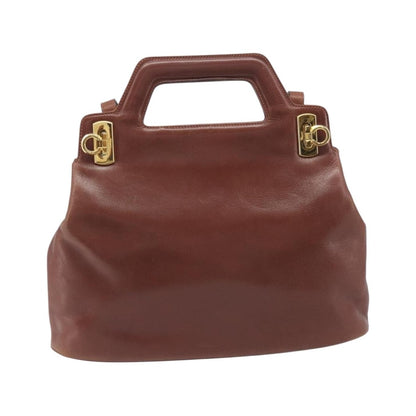 Salvatore Ferragamo Wanda Leather, Brown, Leather, Handbag