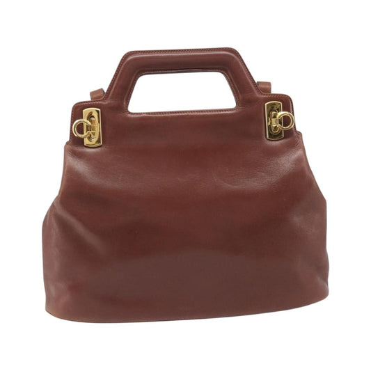 Salvatore Ferragamo Wanda Leather, Brown, Leather, Handbag