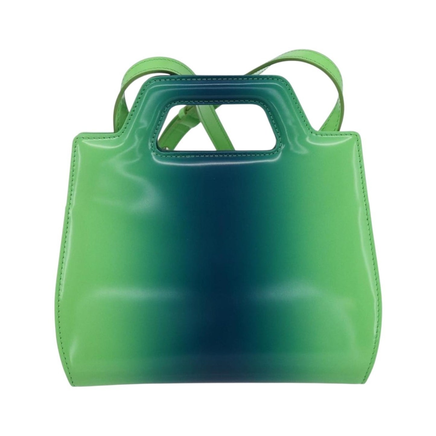 Salvatore Ferragamo Wanda Top Handle Shoulder Gradient Leather, Green, Patent Leather, Handbag