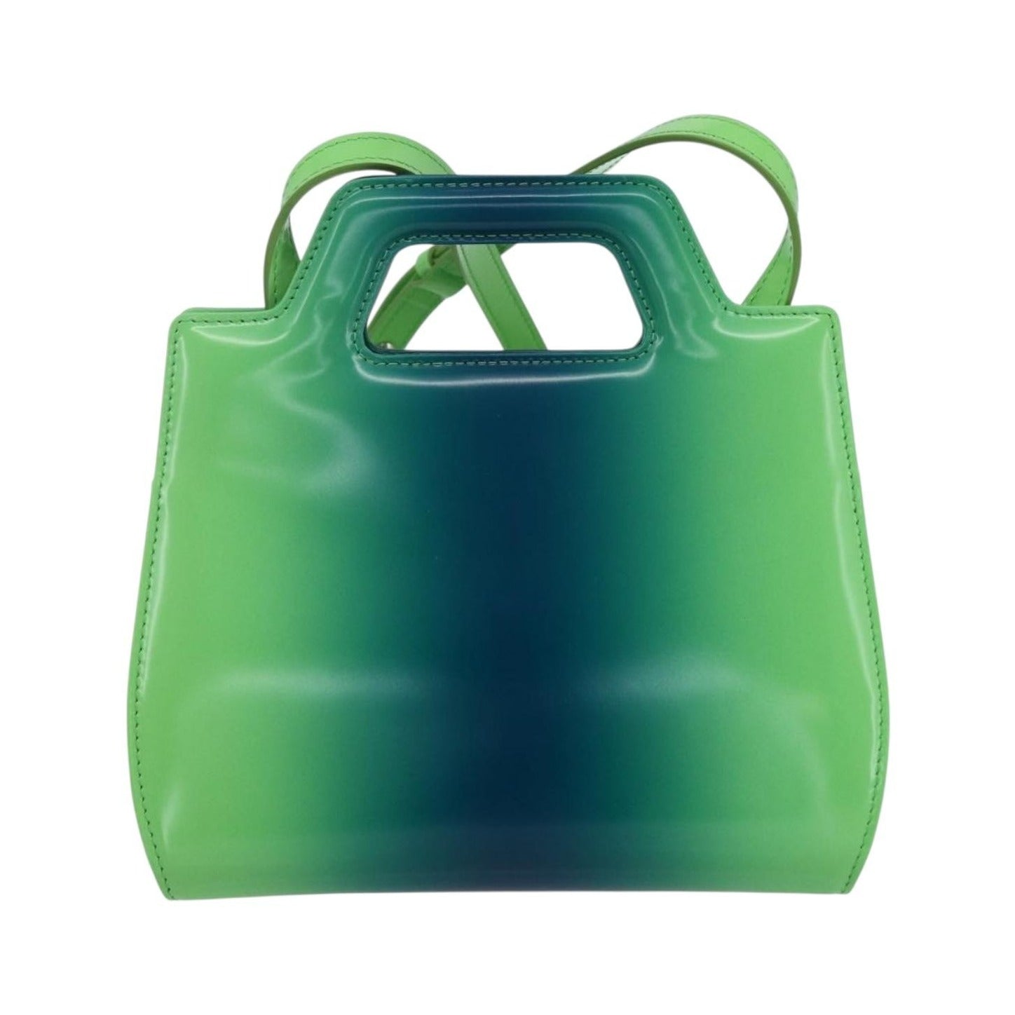 Salvatore Ferragamo Wanda Top Handle Shoulder Gradient Leather, Green, Patent Leather, Handbag