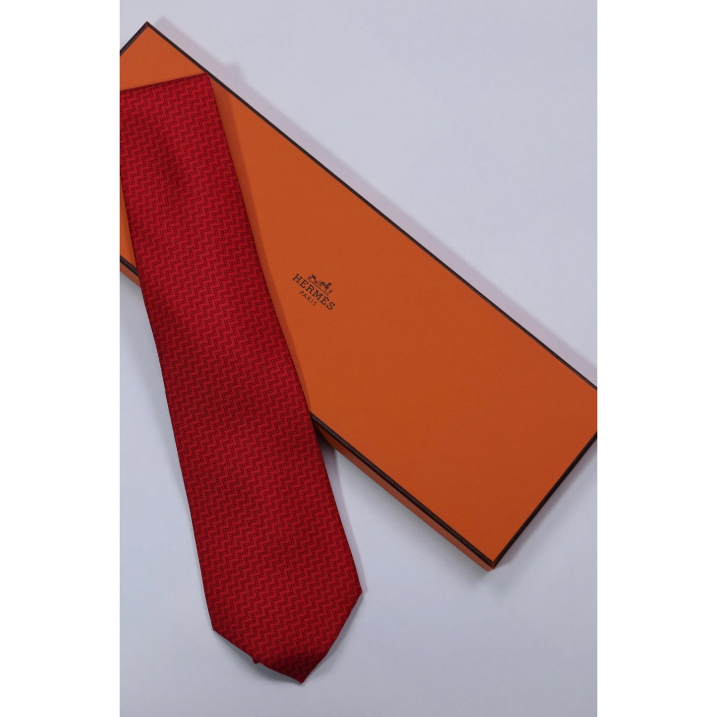 Hermes Silk Cravate Necktie 140x8cm Red NWT