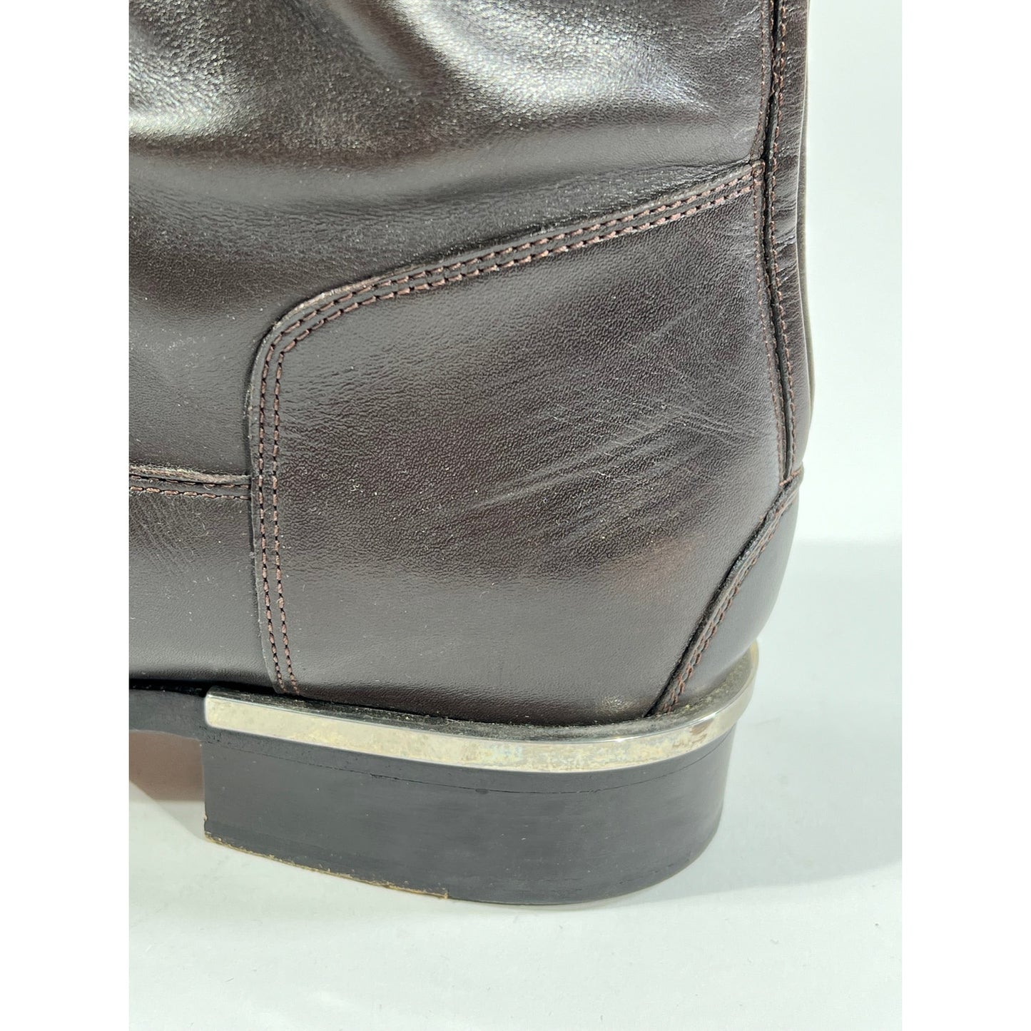 Boss Riding Boots 37.5 Dark Brown Leather Almond Toe