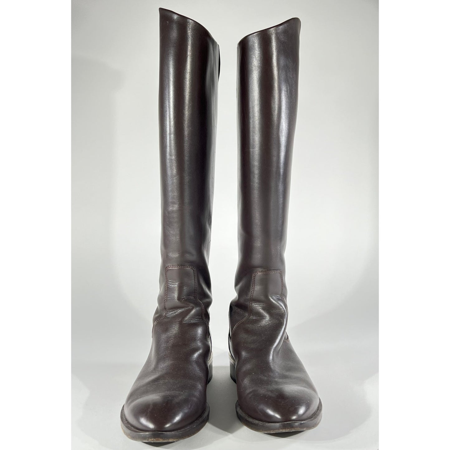 Boss Riding Boots 37.5 Dark Brown Leather Almond Toe