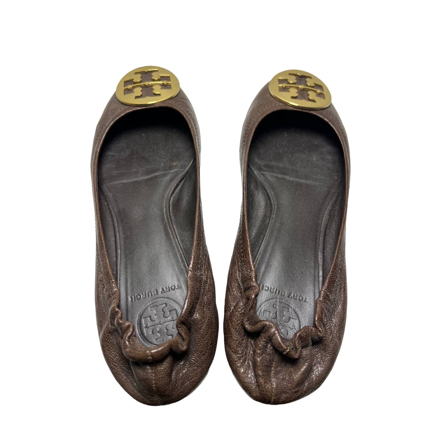 Tory Burch Leather Ballerinas with Gold Metallic Detail