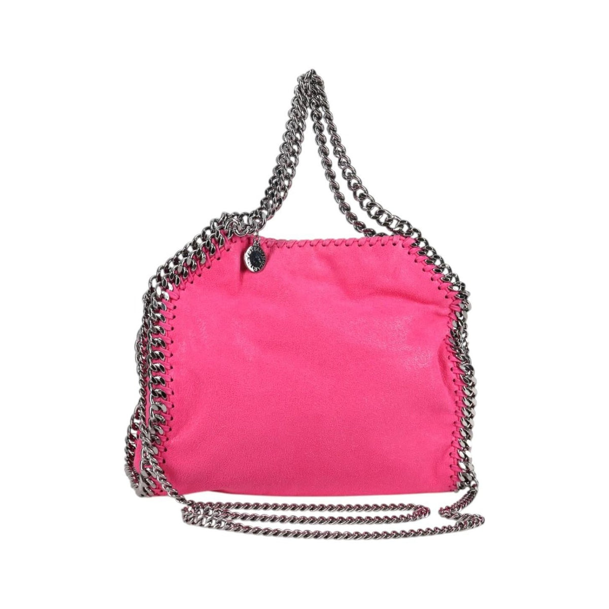 Stella McCartney Falabella Fold Over Chain Fringe Shaggy Deer, Pink, Suede, Shoulder Bag