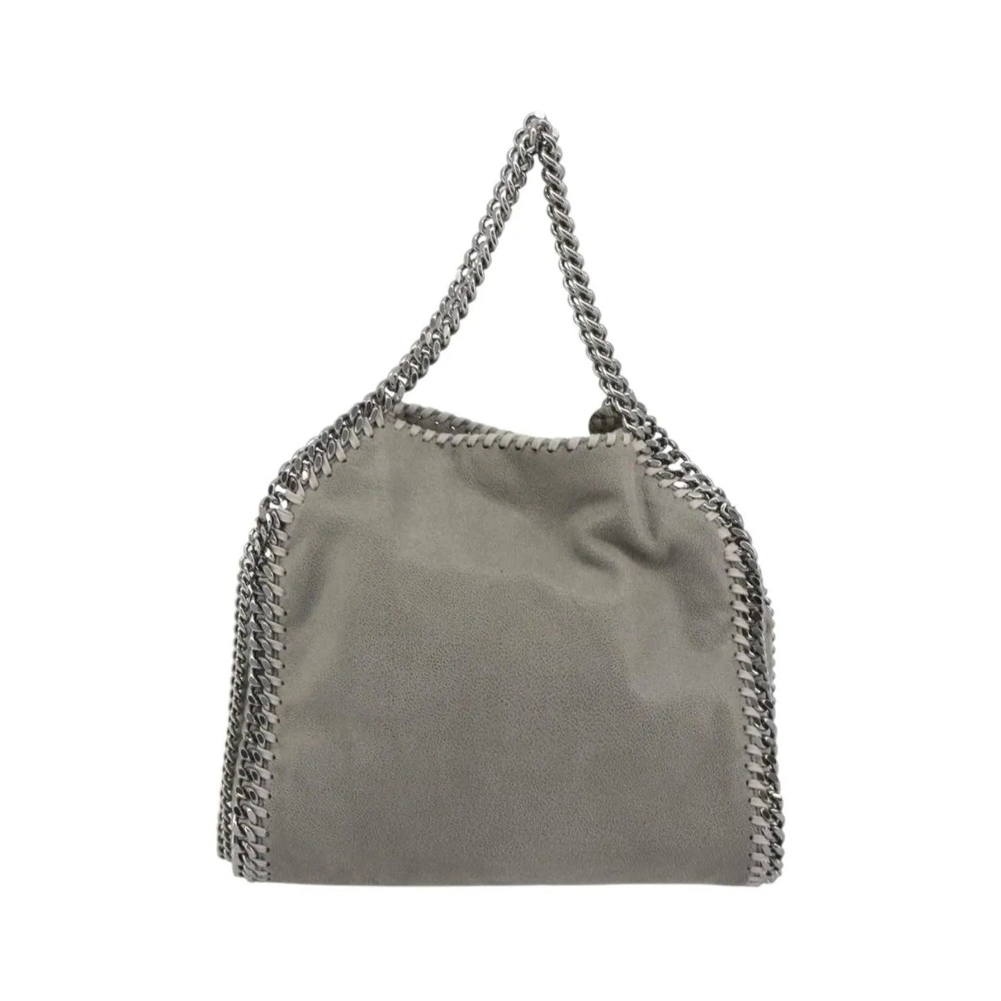 Stella McCartney Falabella Fold Over Faux Leather, Gray, Polyester, Shoulder Bag