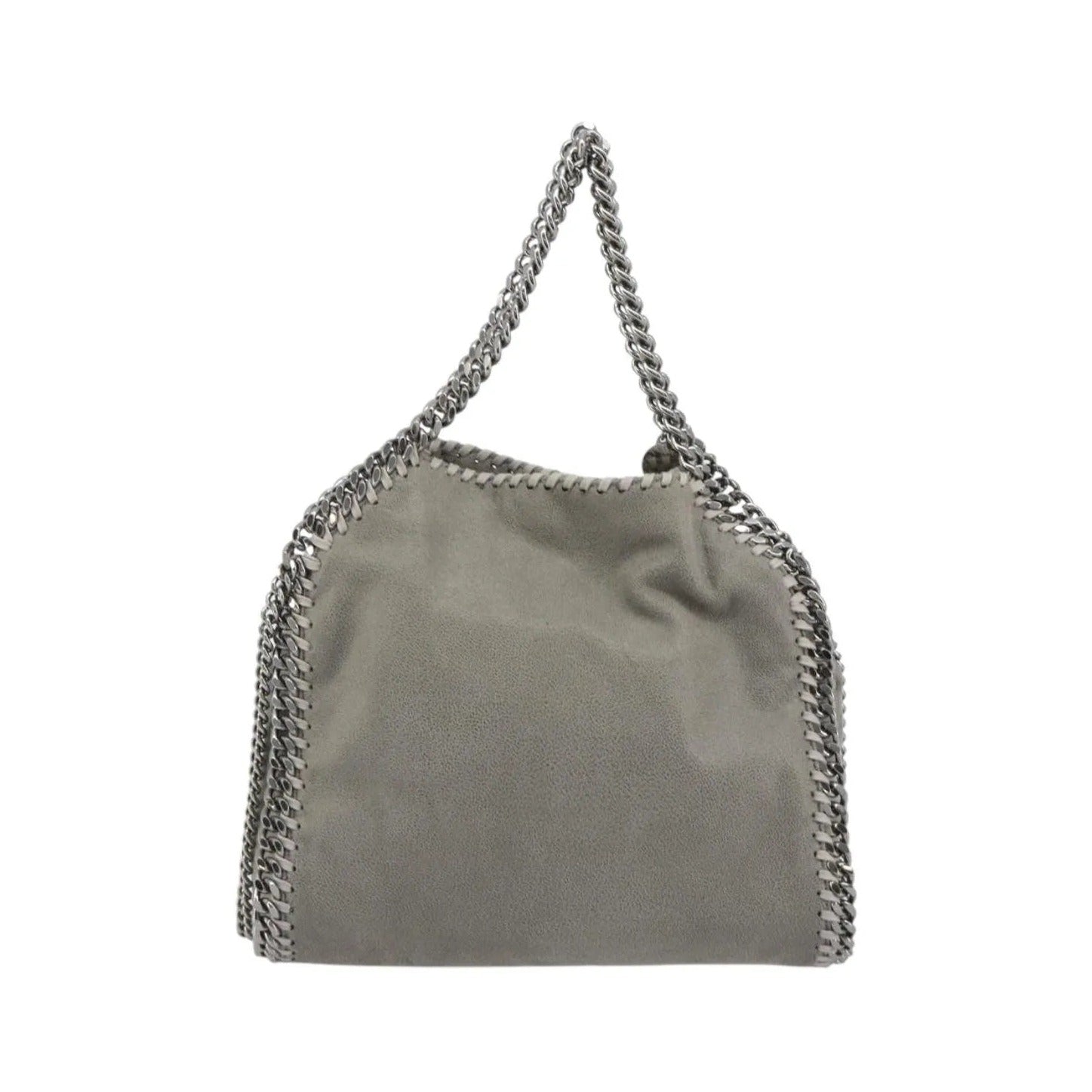 Stella McCartney Falabella Fold Over Faux Leather, Gray, Polyester, Shoulder Bag