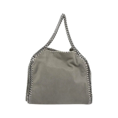 Stella McCartney Falabella Fold Over Faux Leather, Gray, Polyester, Shoulder Bag