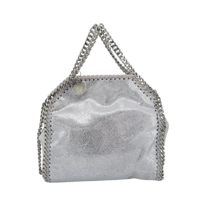 Stella McCartney Falabella Fold Over Faux Leather, Silver, Polyester, Shoulder Bag