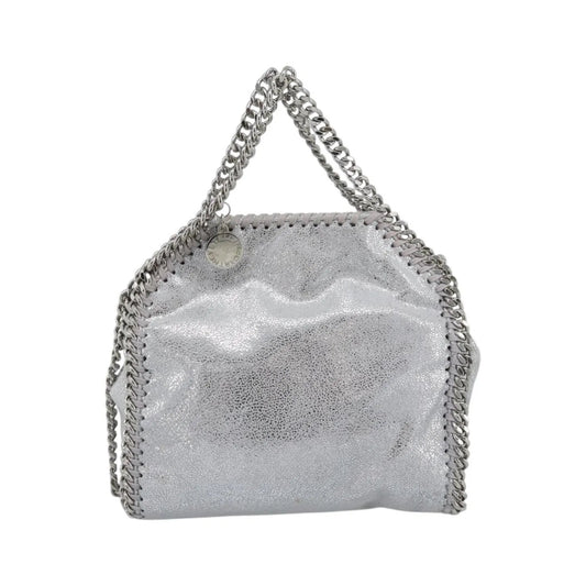 Stella McCartney Falabella Fold Over Faux Leather, Silver, Polyester, Shoulder Bag