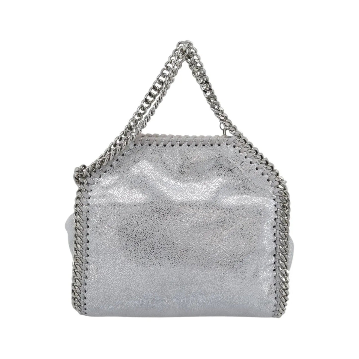 Stella McCartney Falabella Fold Over Faux Leather, Silver, Polyester, Shoulder Bag