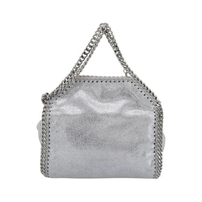 Stella McCartney Falabella Fold Over Faux Leather, Silver, Polyester, Shoulder Bag