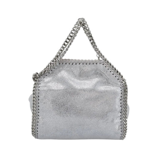 Stella McCartney Falabella Fold Over Faux Leather, Silver, Polyester, Shoulder Bag