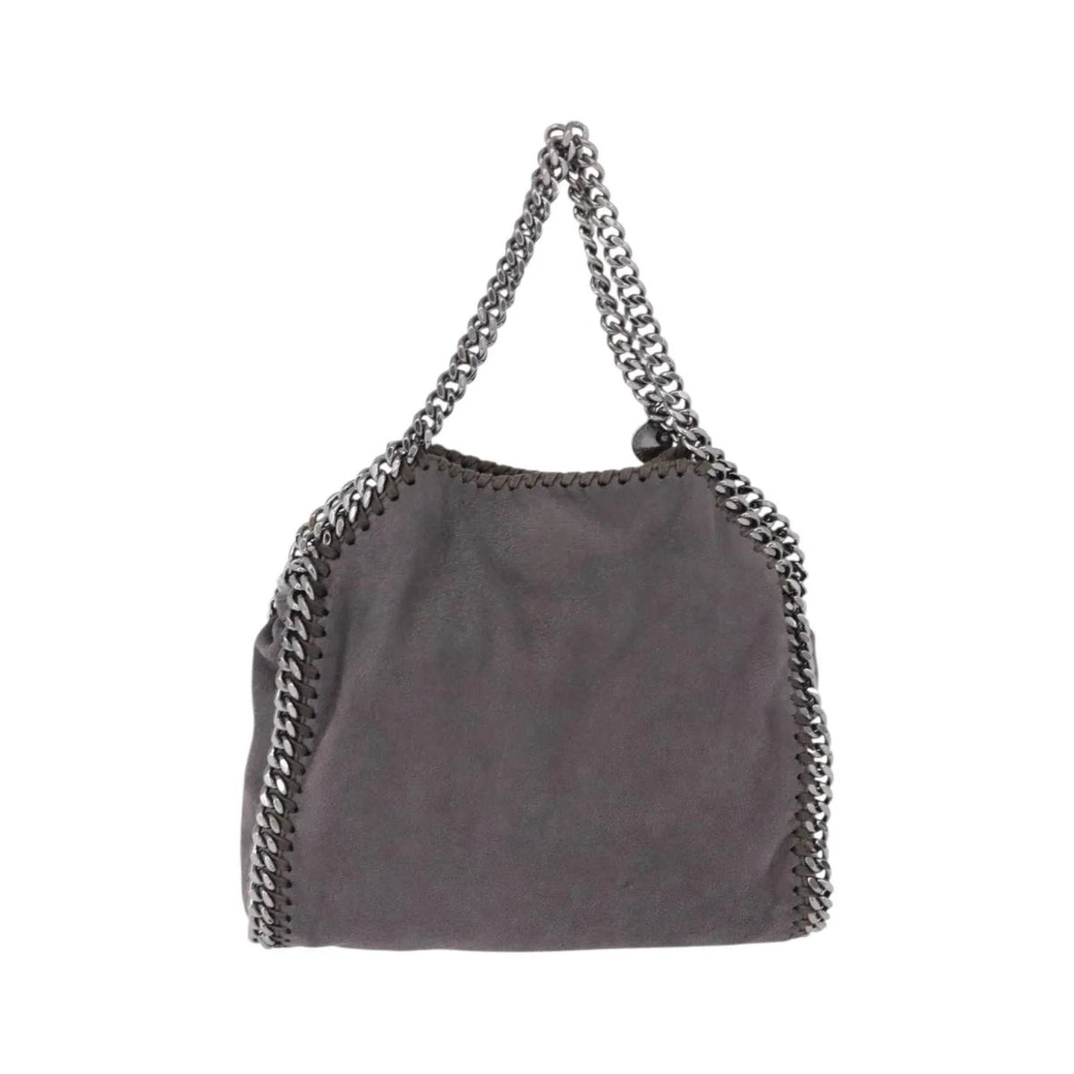 Stella McCartney Falabella Fold Over Faux Leather, Gray, Polyester, Shoulder Bag