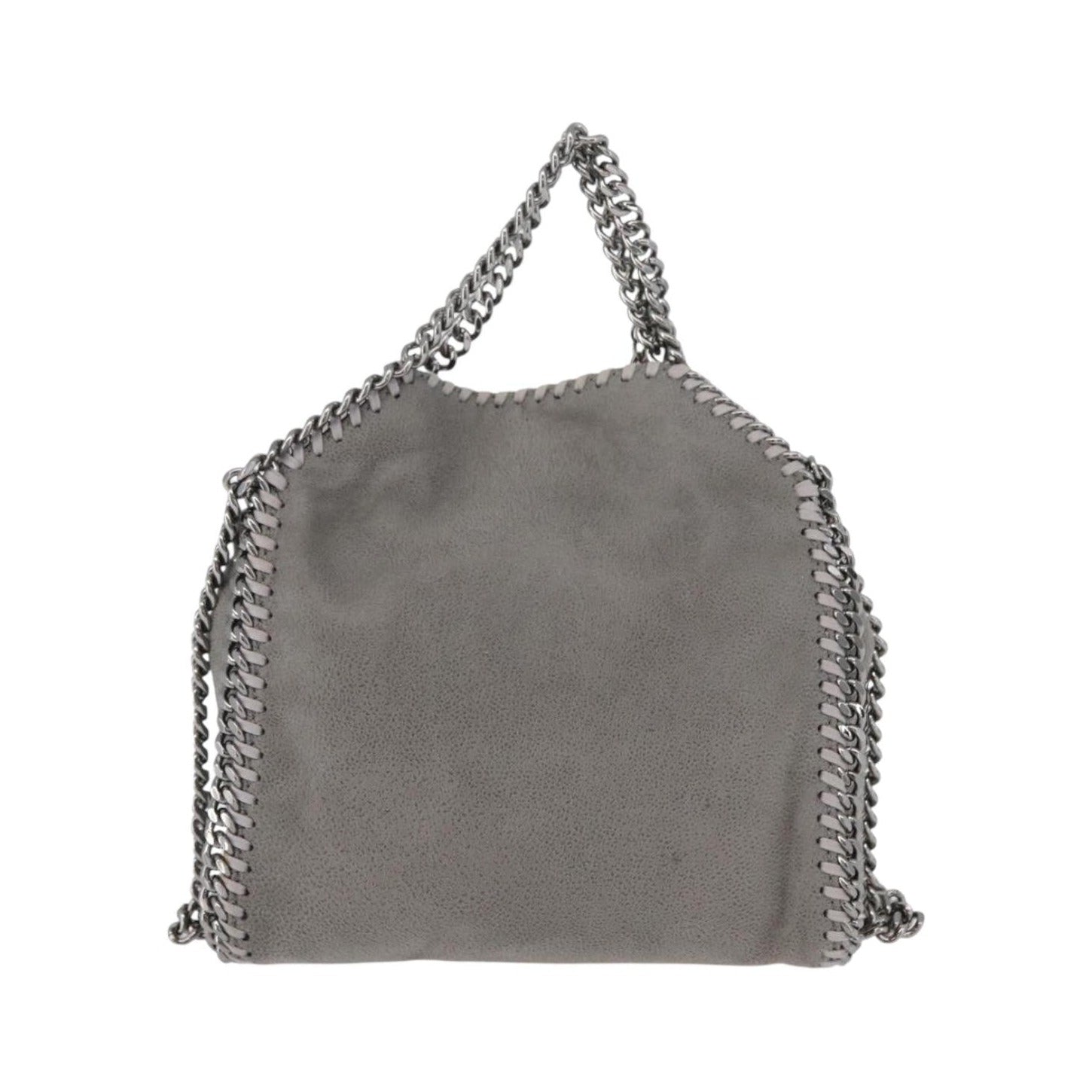 Stella McCartney Falabella Fold Over Faux Leather, Gray, Polyester, Shoulder Bag