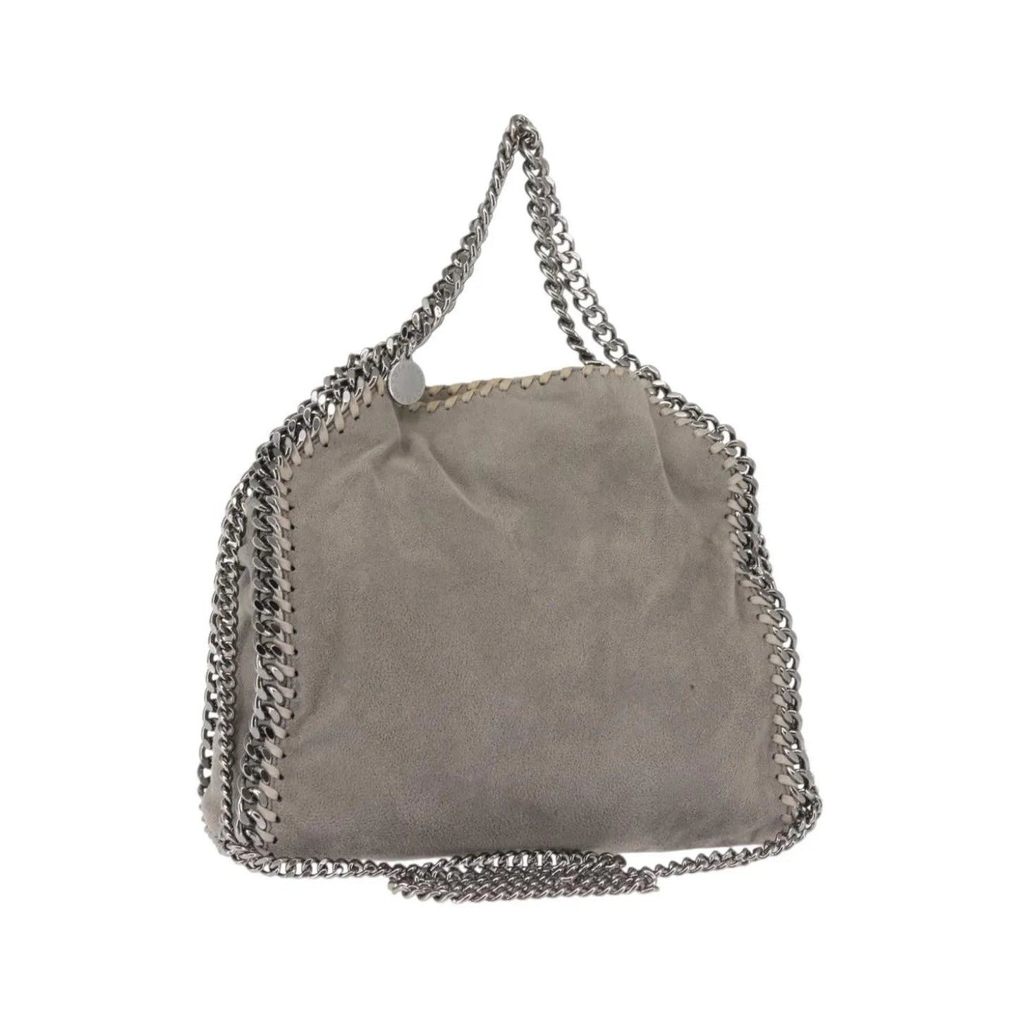 Stella McCartney Falabella Fold Over Faux Suede, Gray, Synthetic, Shoulder Bag