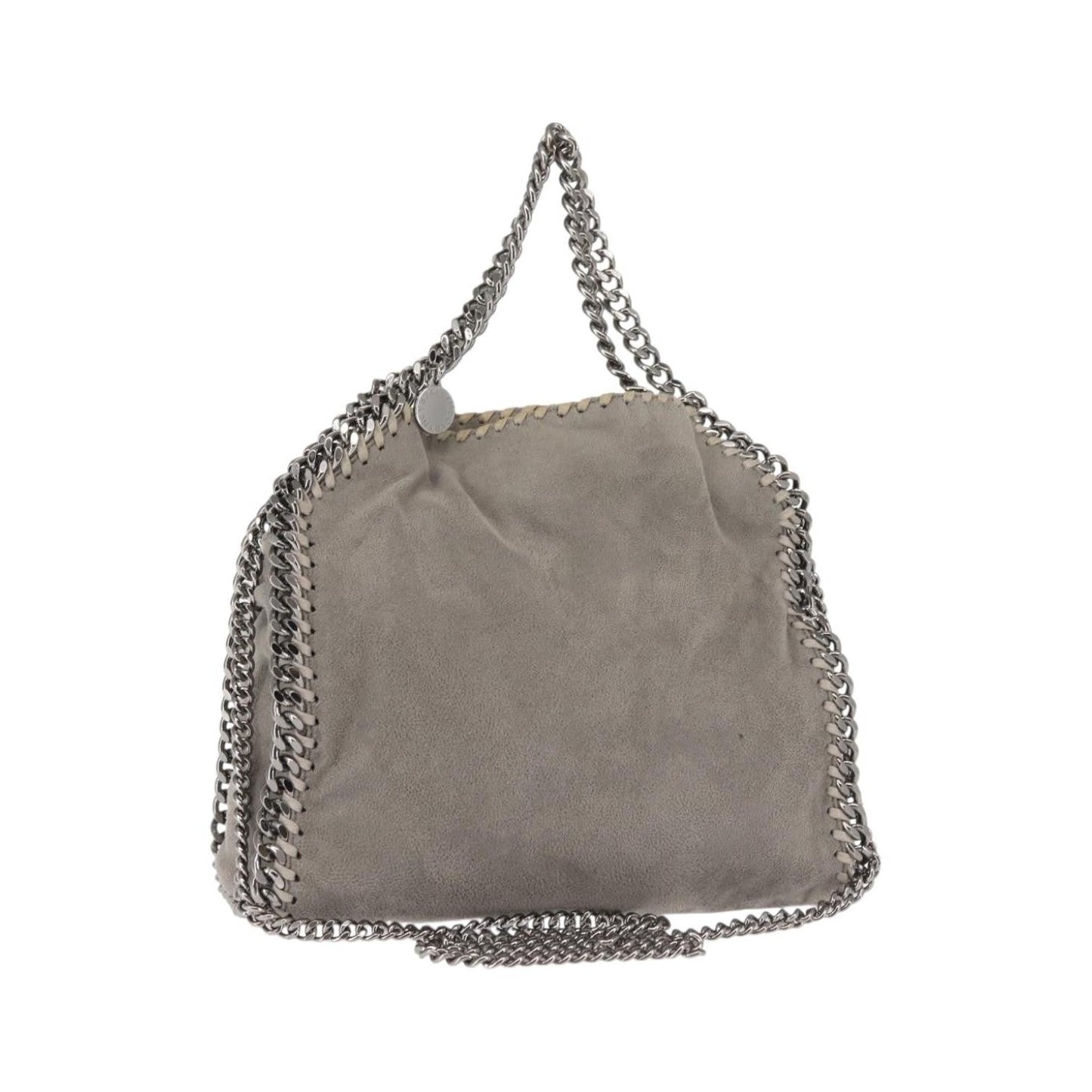 Stella McCartney Falabella Fold Over Faux Suede, Gray, Synthetic, Shoulder Bag