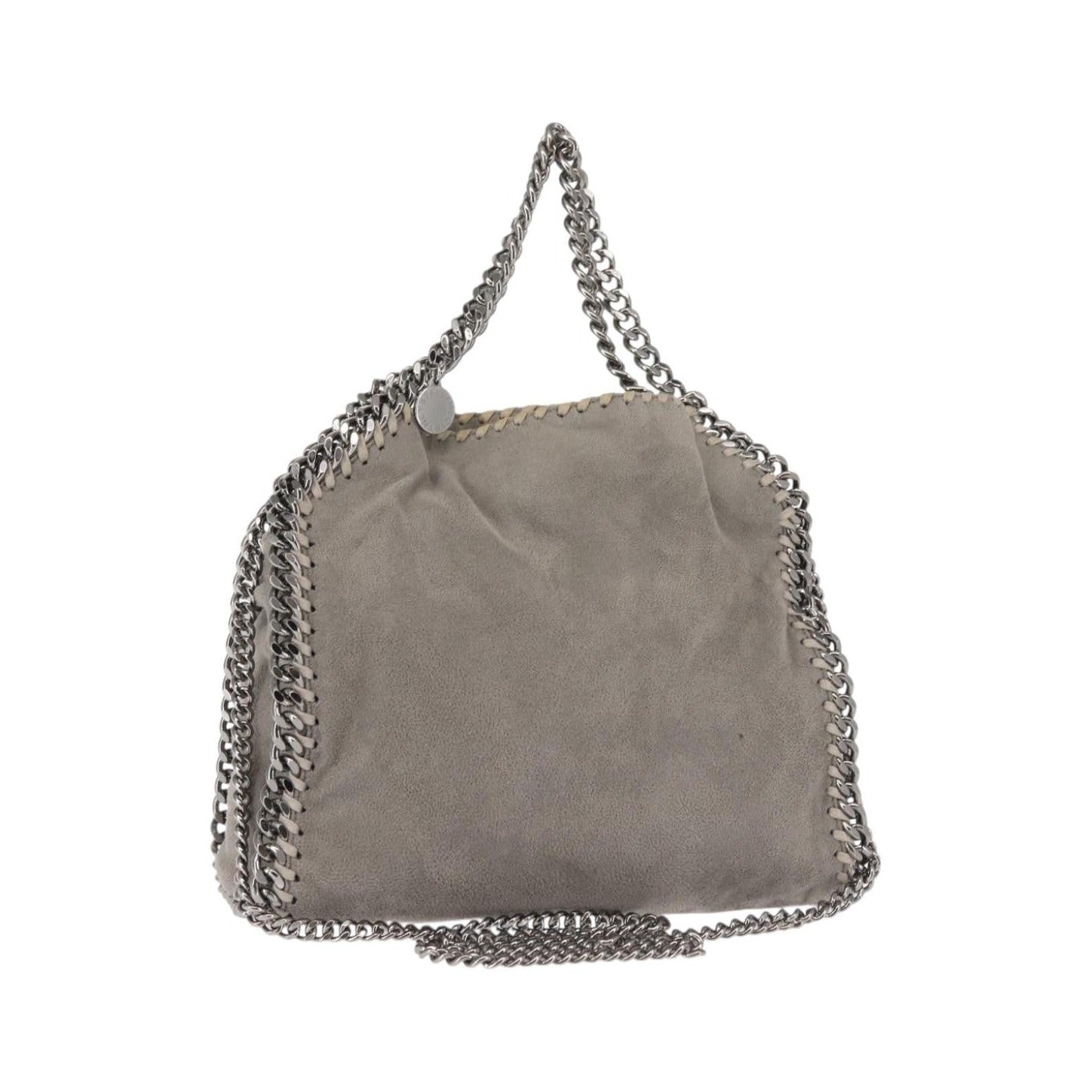 Stella McCartney Falabella Fold Over Faux Suede, Gray, Synthetic, Shoulder Bag