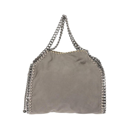Stella McCartney Falabella Fold Over Faux Suede, Gray, Synthetic, Shoulder Bag