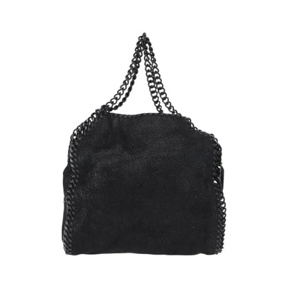 Stella McCartney Falabella Fold Over Shaggy Deer, Black, Polyester, Shoulder Bag