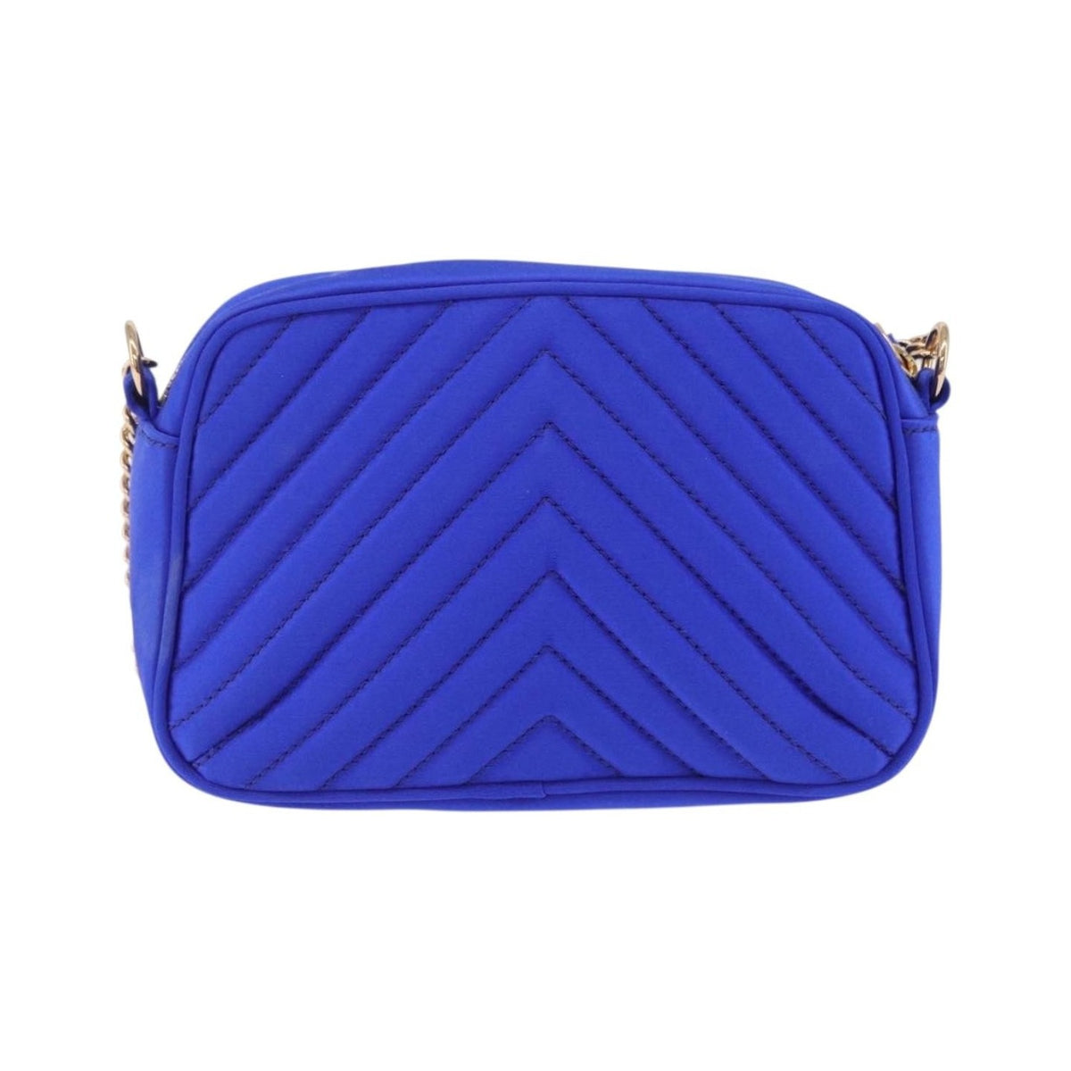 Stella McCartney Stella Star Camera Quilted Satin, Blue, Satin, Handbag