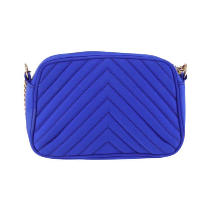 Stella McCartney Stella Star Camera Quilted Satin, Blue, Satin, Handbag