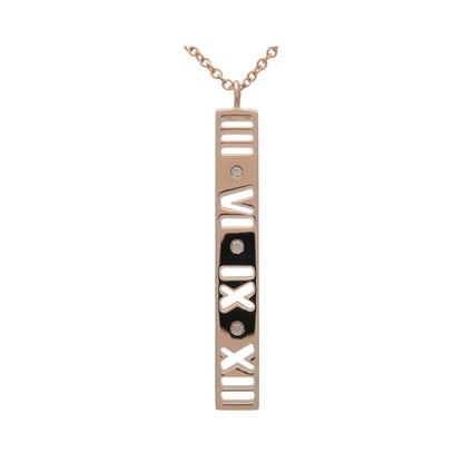 Tiffany & Co. Atlas Pierced Bar Drop Pendant 18K Rose Gold with Diamonds, Pink, Rose Gold, Necklace