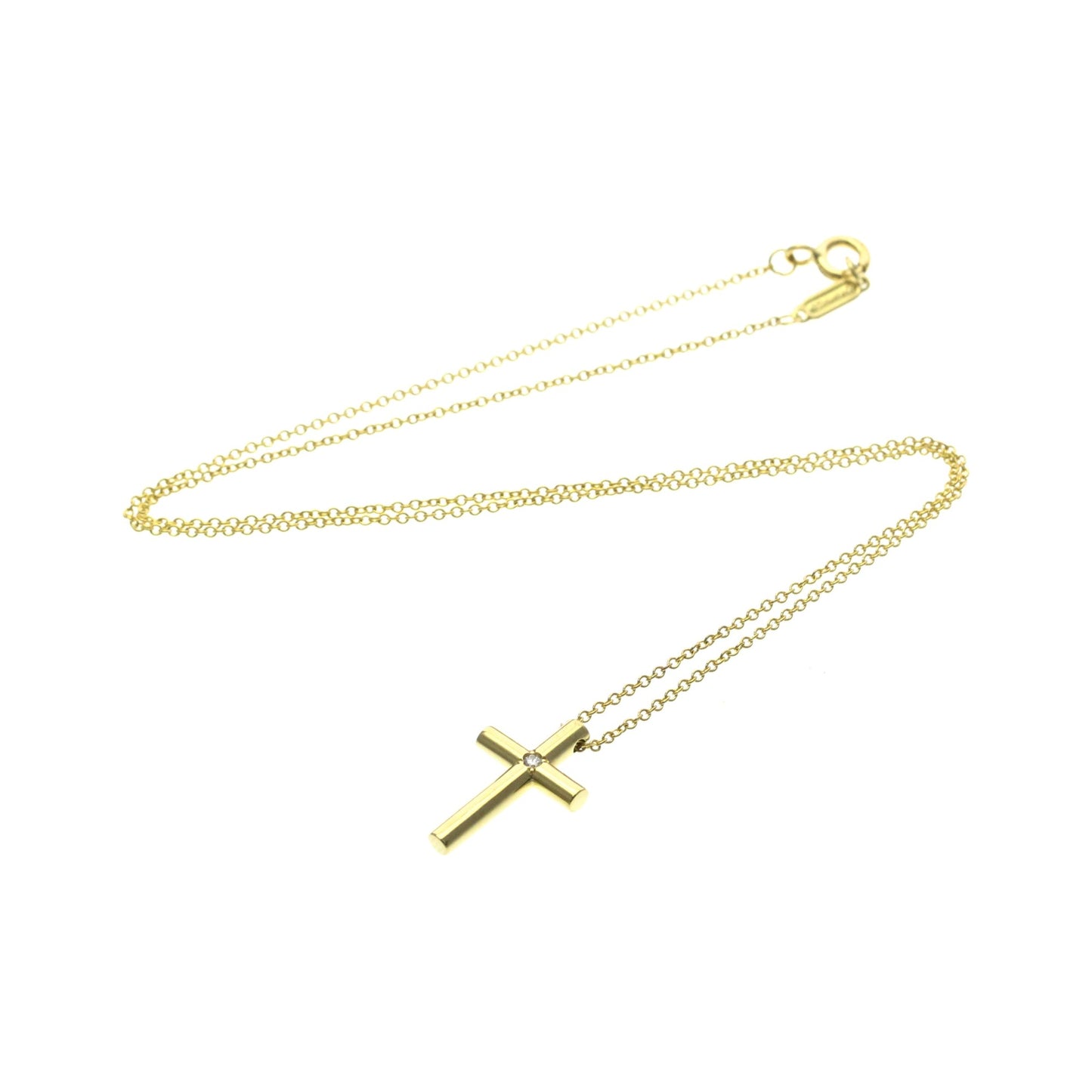 Tiffany & Co. Cross Pendant 18K Yellow Gold with Diamond, Gold, Yellow Gold, Necklace