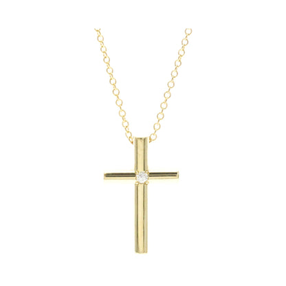 Tiffany & Co. Cross Pendant 18K Yellow Gold with Diamond, Gold, Yellow Gold, Necklace