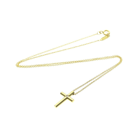 Tiffany & Co. Cross Pendant 18K Yellow Gold with Diamond, Gold, Yellow Gold, Necklace