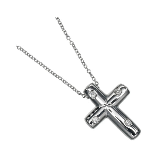 Tiffany & Co. Cross Pendant Platinum and Diamonds, Silver, Platinum, Necklace