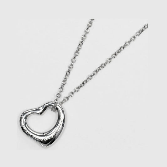 Tiffany & Co. Elsa Peretti Open Heart Pendant Platinum, Silver, Platinum, Necklace