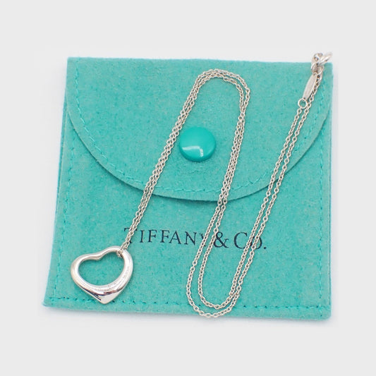 Tiffany & Co. Elsa Peretti Open Heart Pendant Sterling Silver, Silver, Silver, Necklace