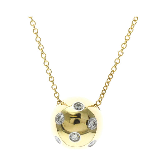 Tiffany & Co. Etoile Ball Pendant 18K Yellow Gold with Platinum and Diamonds, Gold, Yellow Gold, Necklace