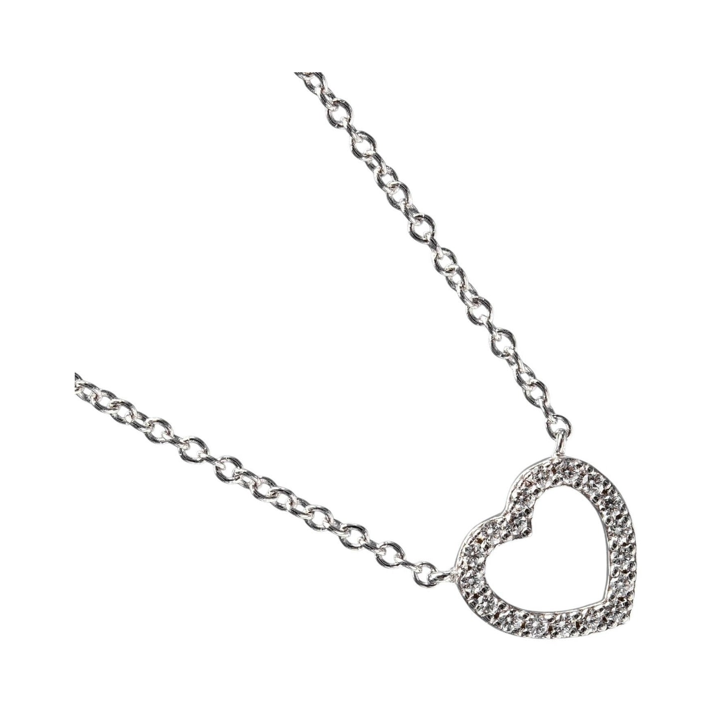 Tiffany & Co. Metro Heart Pendant 18K White Gold and Diamonds, Silver, White Gold, Necklace