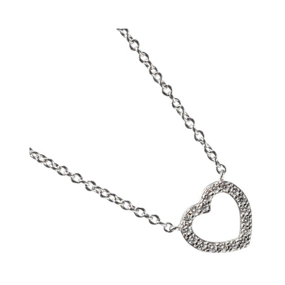 Tiffany & Co. Metro Heart Pendant 18K White Gold and Diamonds, Silver, White Gold, Necklace