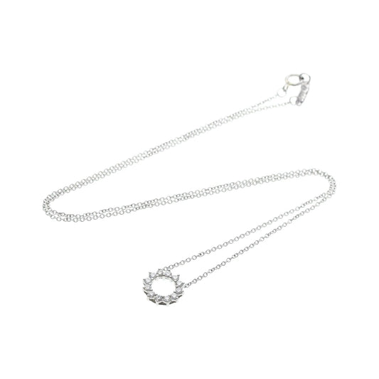 Tiffany & Co. Open Circle Pendant Platinum with Diamonds, Silver, Platinum, Necklace