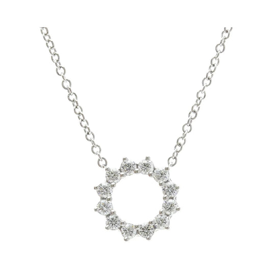 Tiffany & Co. Open Circle Pendant Platinum with Diamonds, Silver, Platinum, Necklace