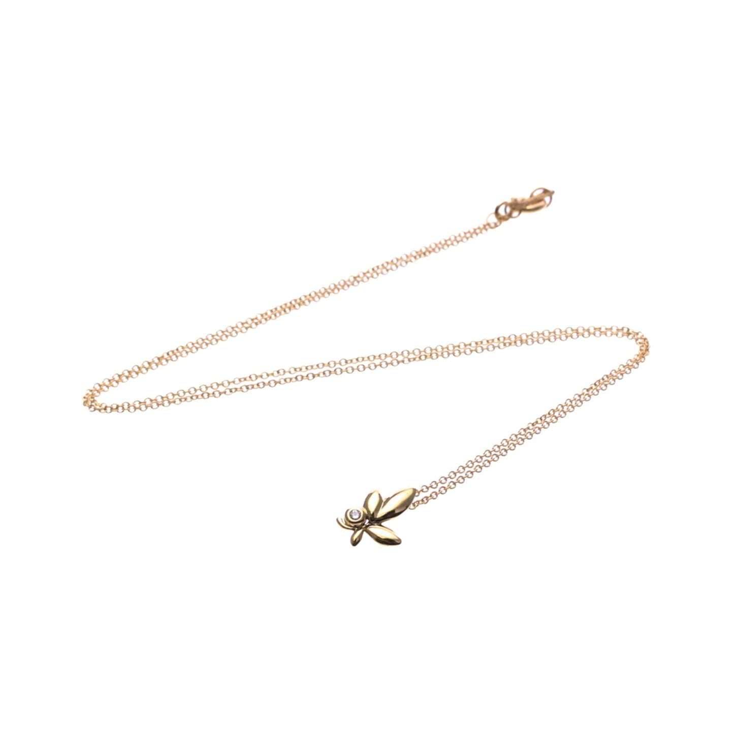 Tiffany & Co. Paloma Picasso Olive Leaf Pendant 18K Rose Gold with Diamond, Gold, Pink Gold, Necklace