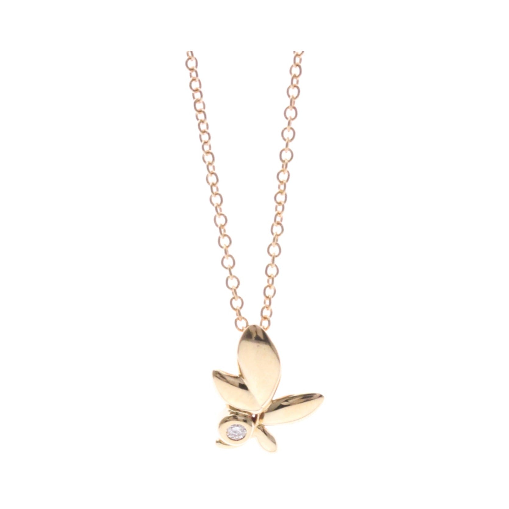 Tiffany & Co. Paloma Picasso Olive Leaf Pendant 18K Rose Gold with Diamond, Gold, Pink Gold, Necklace