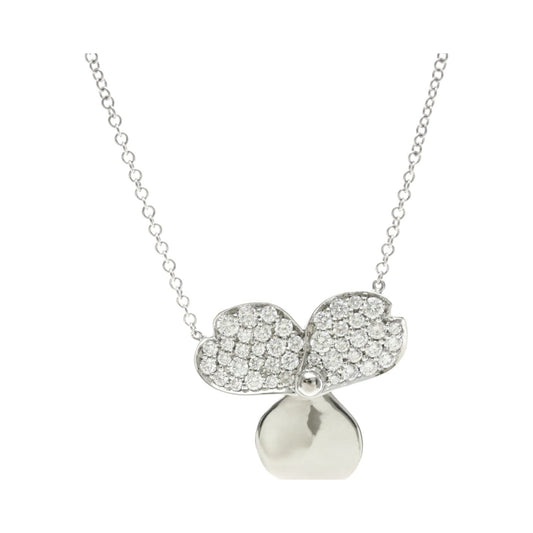 Tiffany & Co. Paper Flowers Pendant Platinum with Pave Diamonds, Silver, Platinum, Necklace