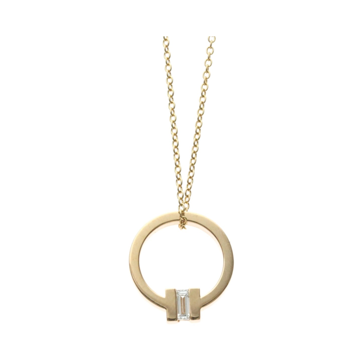 Tiffany & Co. T Circle Pendant 18K Rose Gold with Diamond, Gold, Pink Gold, Necklace